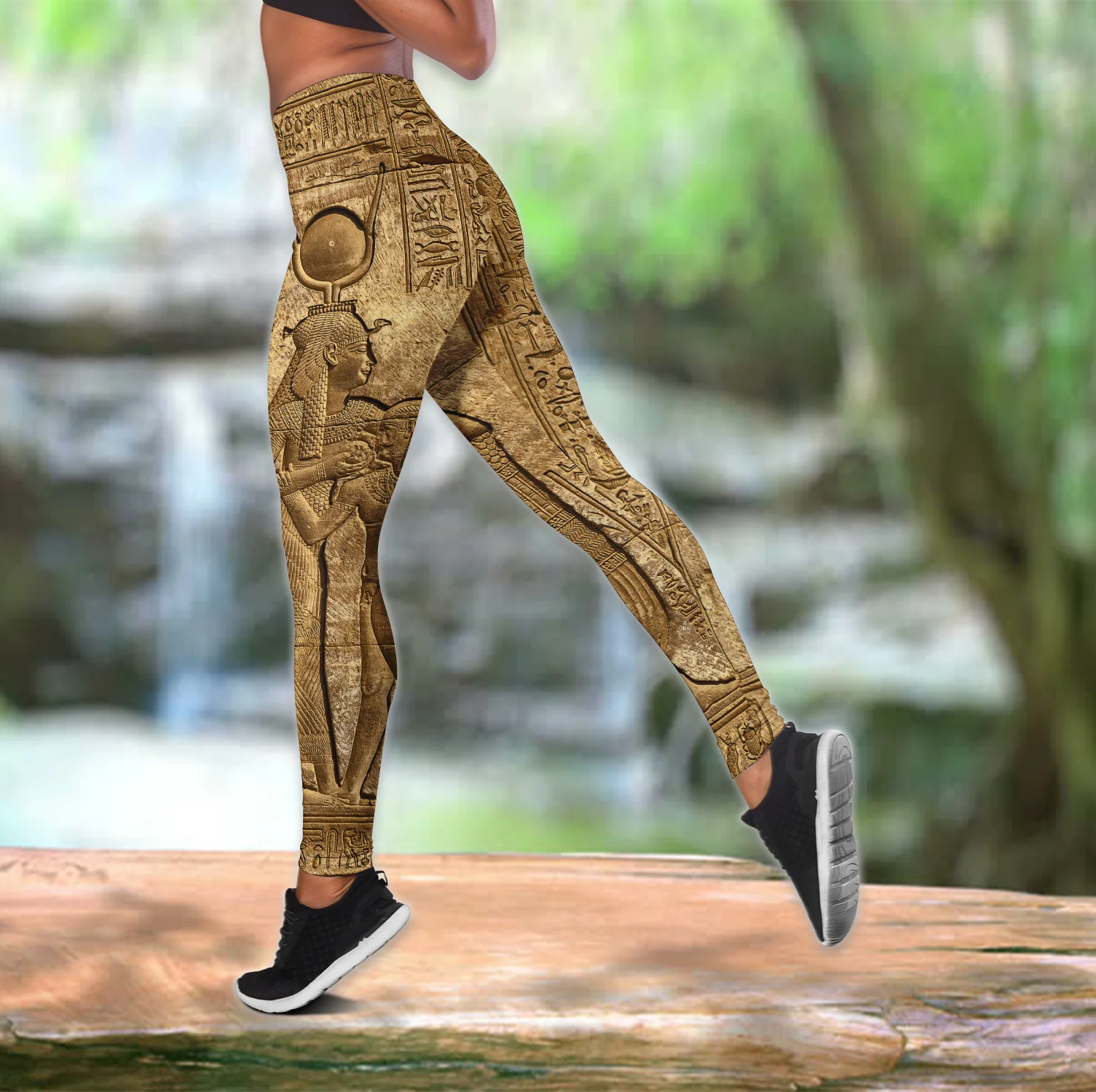 Antica mitologia egiziana 3D stampato canotta cava e leggings Set fitness femminile leggings a figura intera pantaloni da yoga LKB-18