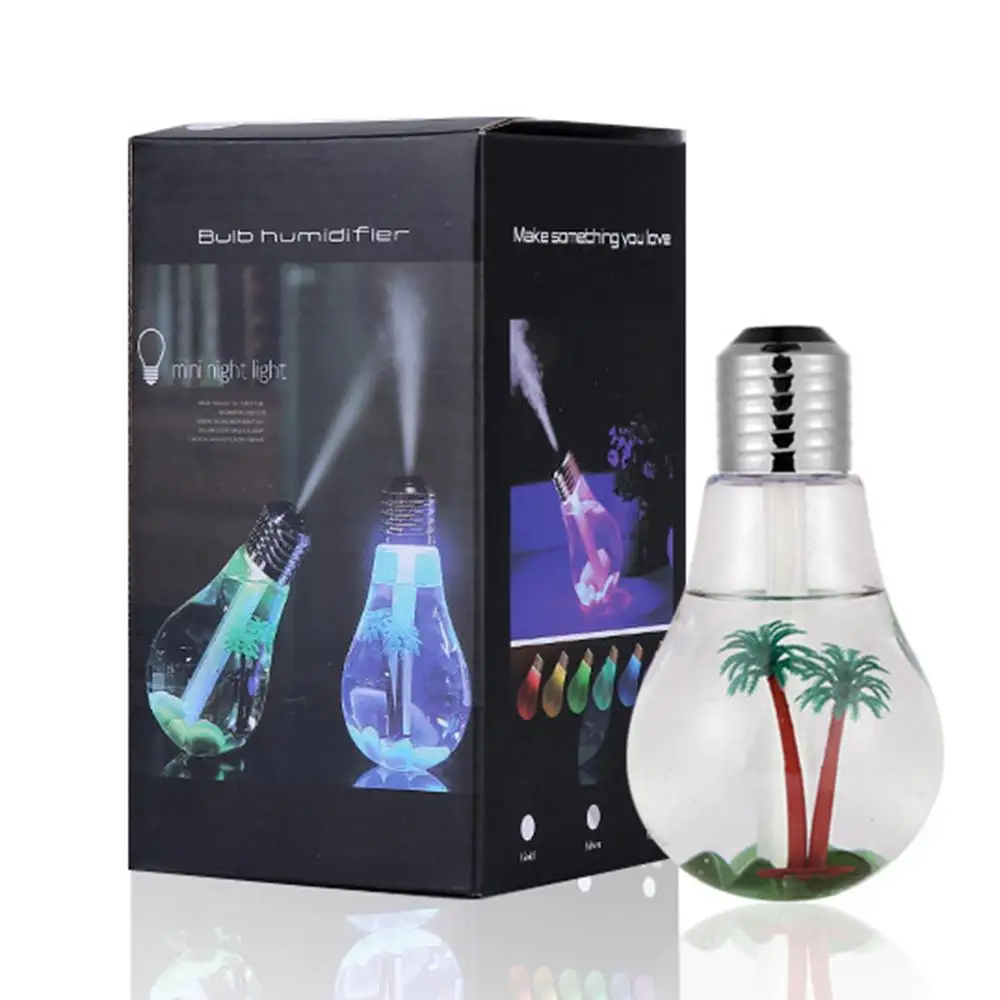 Creative USB Ultrasonic Humidifier LED Night Light Mini Aroma Diffuser Aromatherapy Mist Maker Bottle Bulb Humidifier for Home