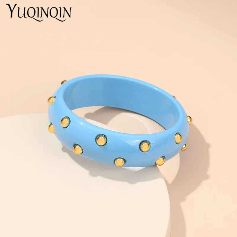 Fashion Colorful Resin Thin Bangles For Women Indian Jewellery Metal point Bangle With Designer Charms Bracelets Bangle Elegant