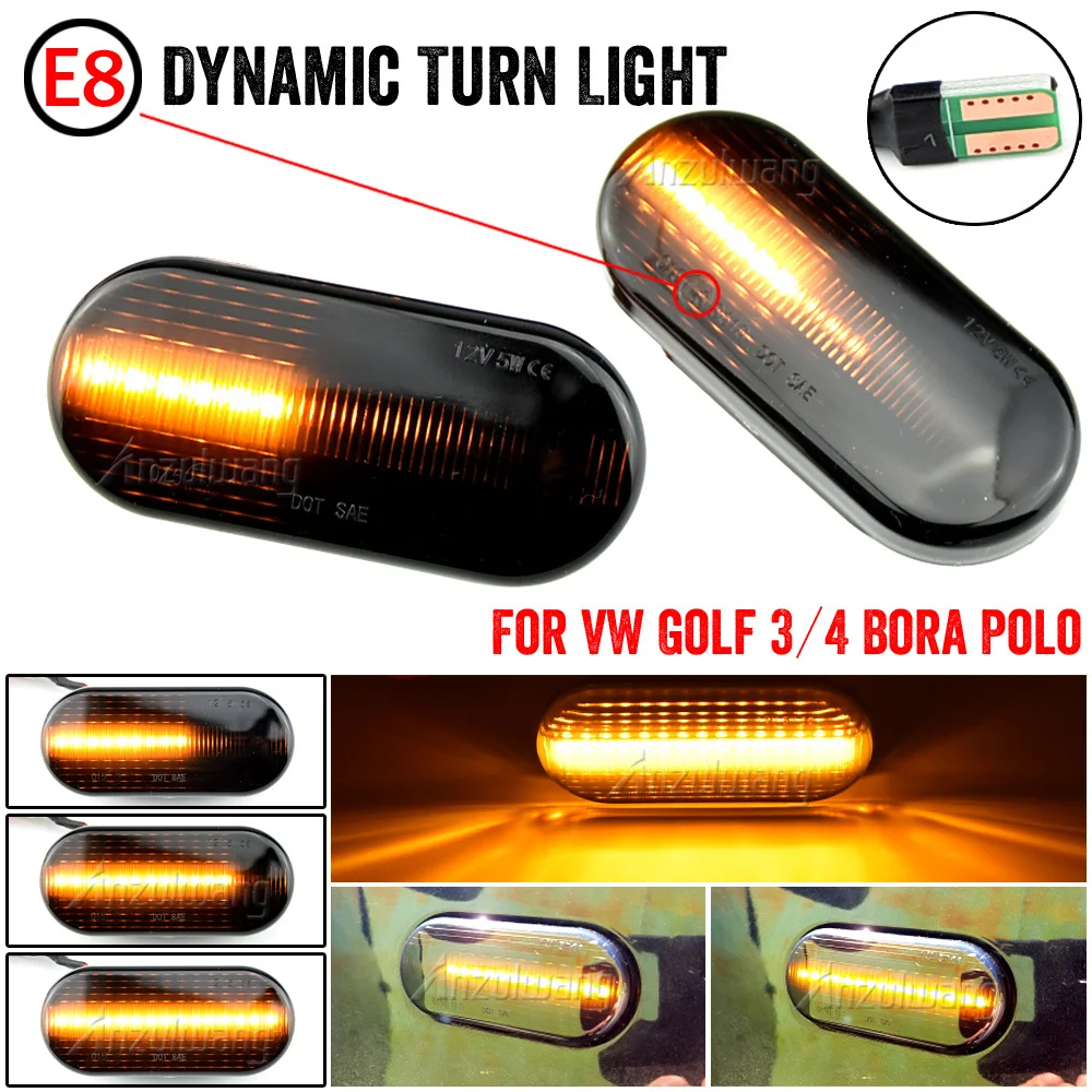 Dynamic Flowing LED Side Marker Turn Signal Light For VW Transporter T5 Polo Golf 3 4 Passat B5 Sharan Lupo Bora Multivan