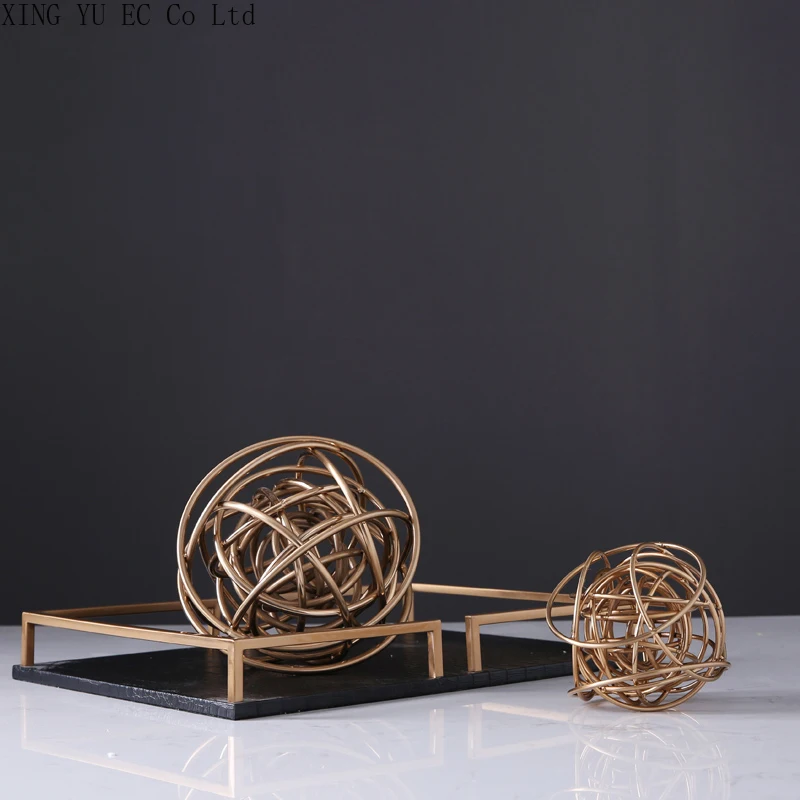 Nordic Creative Geometric Spherical Ornaments European Classical Metal Decoration Living Room Home Decoration Accessories