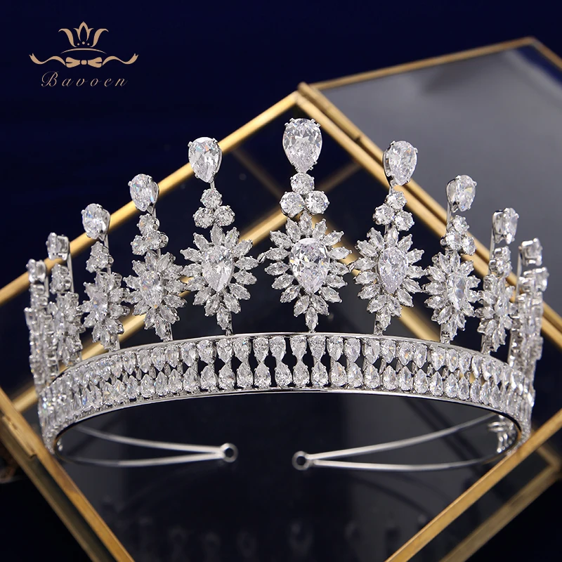 

Sparkling Full Zircon Wedding Tiaras Crowns for Brides Plated Crystal Headbands Crowns Wedding Hair Accessories