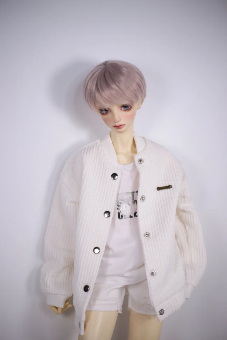 BJDdoll  clothes corduroy print baseball shirt in 2 colors for 1/3 1/4 MSD DD Uncle doll accessories