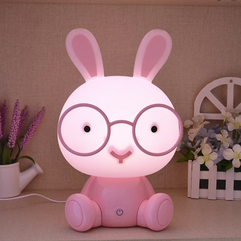 USB Rabbit Lamp Cartoon Rabbit LED Night Lights for Kids Room Bedroom Children Holiday Gifts Touching Sensor Dim Desk Lamp