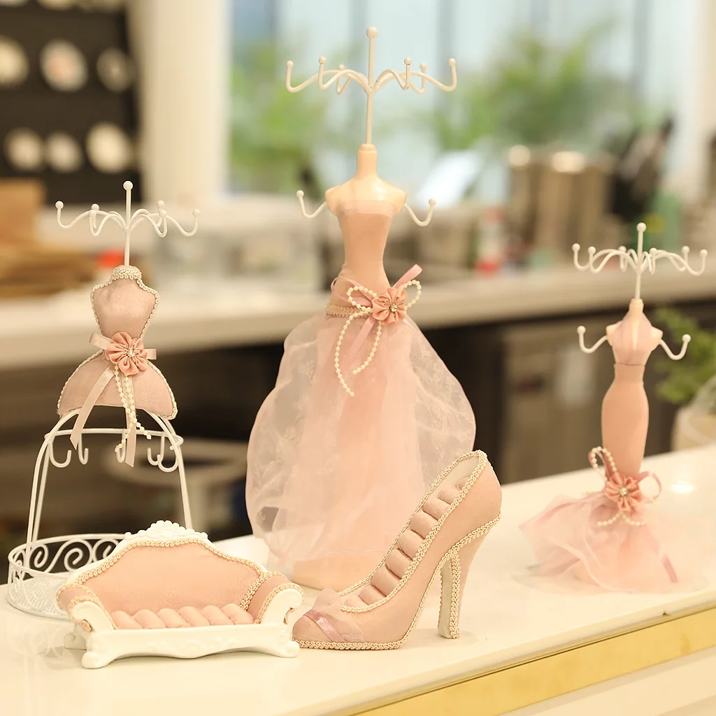 Cute Lady Girls Mannequin Fantasy Doll Display Stand Holder Dress Earring Necace Ring Rack Holder Room Ornament DIY Accessories