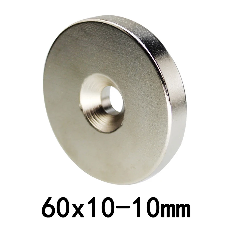 1/2/3CS 60x10-10mm Strong Magnet 60*10 mm Hole 10mm Countersunk Neodymium Magnetic N35 Permanent NdFeB Magnet 60*10-10mm