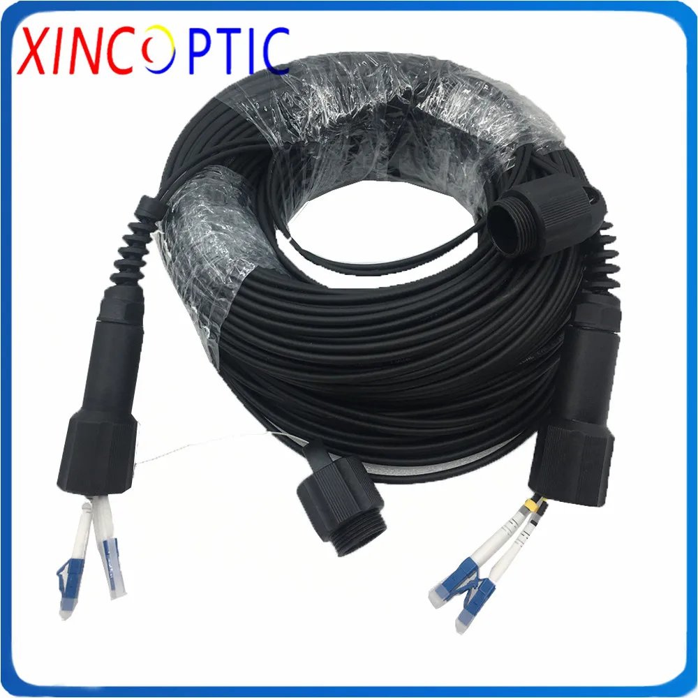 2Fiber 30/50/80/100M SM G657A1,LSZH,1Pcs PDLC(4Core) to PDLC/SC/ST Fiber Jumper,2Core PDLC Armored Fiber Patch Cord Cable