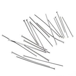 100Pcs/lot 15/20/25/30/35mm Silver Tone Head Pins Stainless Steel Straight Pins for Diy Jewelry Making Earring Findings Supplies