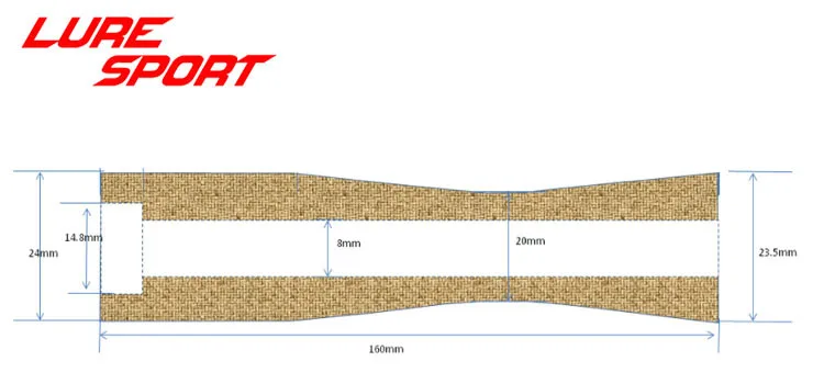 LureSport cork grip 16cm 24cm front sunken Rod Building Component Cork Rod handle Repair Fishing Pole DIY Accessory