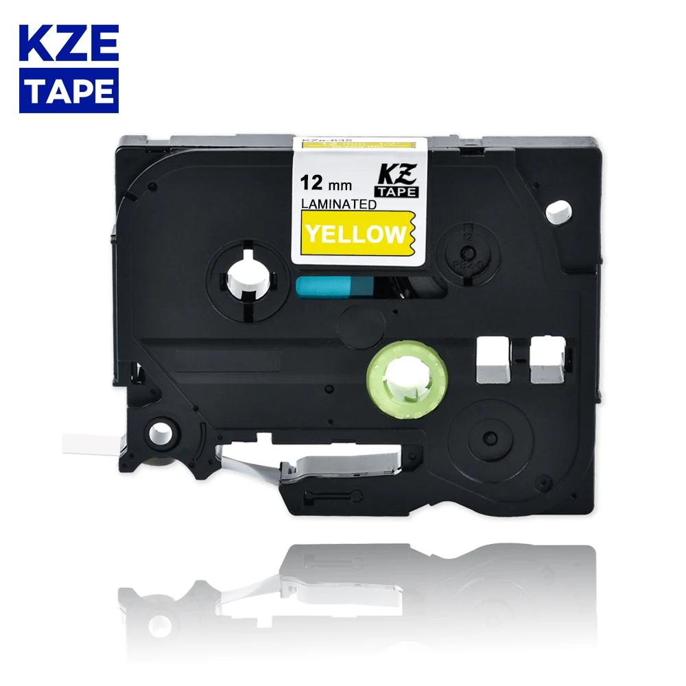 KZE 12mm 635 White on Yellow Laminated Label Tape Cassette Compatible Brother ribbon Tze-635 tze 635 tze635 for P-touch PT-E100