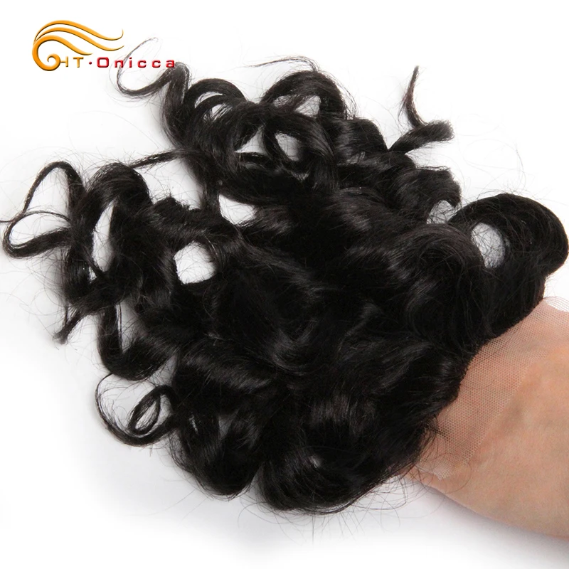 Curly Human Hair Bundles With Closure T Part Lace Closure Short Brazilian Hair Curly Bundles With Closure Natural Color