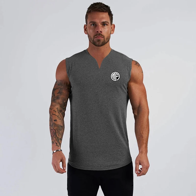 Nieuwe Workout Heren Sport Mode Casual Tank Top Comfortabele Gym Kleding Bodybuilding Fitness Singlets Mouwloze V-hals Vest