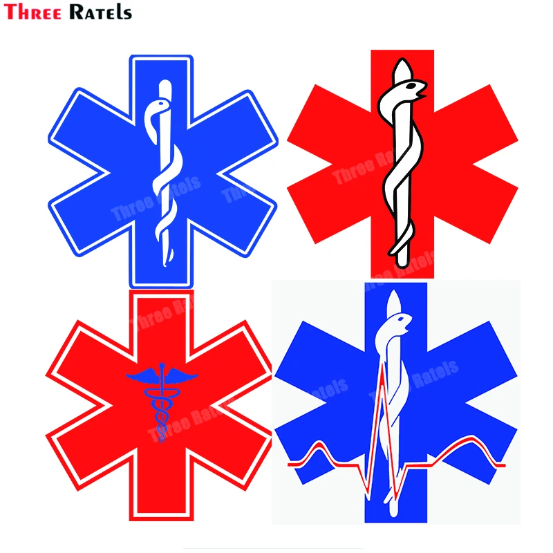 Three Ratels B417 Cool Red Cross star of life PVC Car Stickers Trunk Decal Car Styling RV Campervan Personality Refrigerator