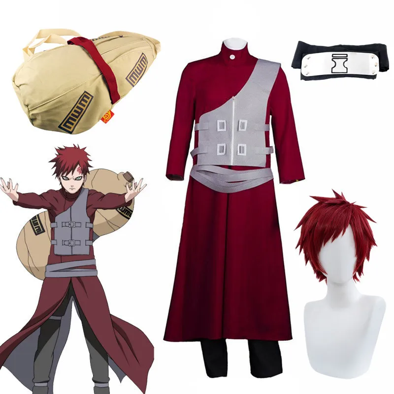 Anime Cosplay Kazekage Sabaku No Gaara abbigliamento per uomo costumi di Halloween per donna parrucca borsa prestazioni di carnevale