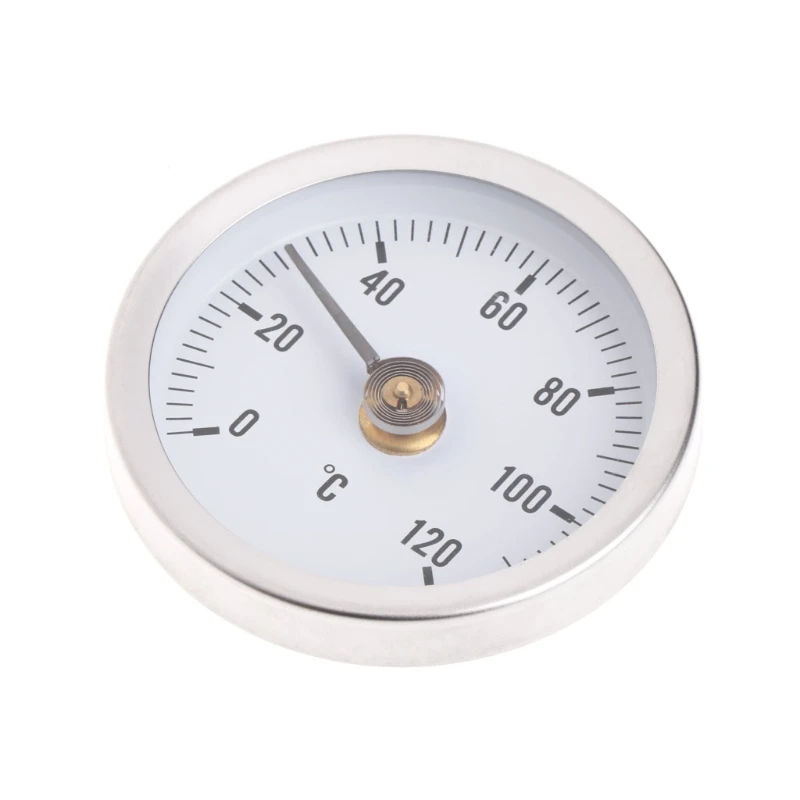 0~120C 63mm Dial Stainless Steel Clip-on Spring Temperature Testing Gauge Thermometer Bimetal Surface Pipe Thermometer