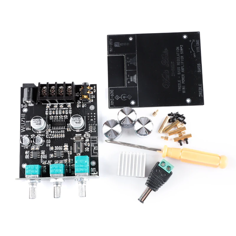 ZK-502MT 2*50W ซับวูฟเฟอร์เครื่องขยายเสียง2.0 Channel High Power เครื่องขยายเสียงระบบเสียงสเตอริโอ AUX Bass Treble AMP