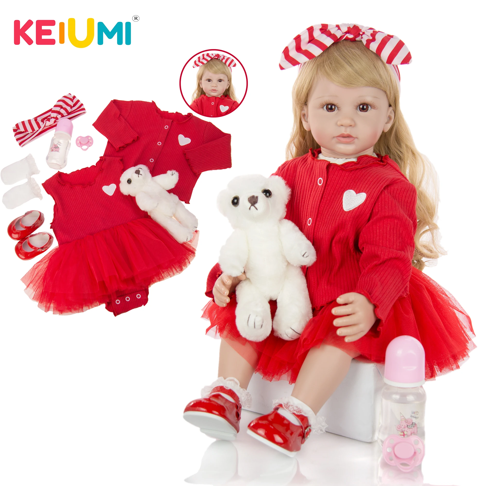 

KEIUMI Cute As Princess 24 Inch Hot Sale Baby Reborn Girl Doll Soft Silicone Cloth Body Realistic Reborn Dolls Babies Bonecas Me