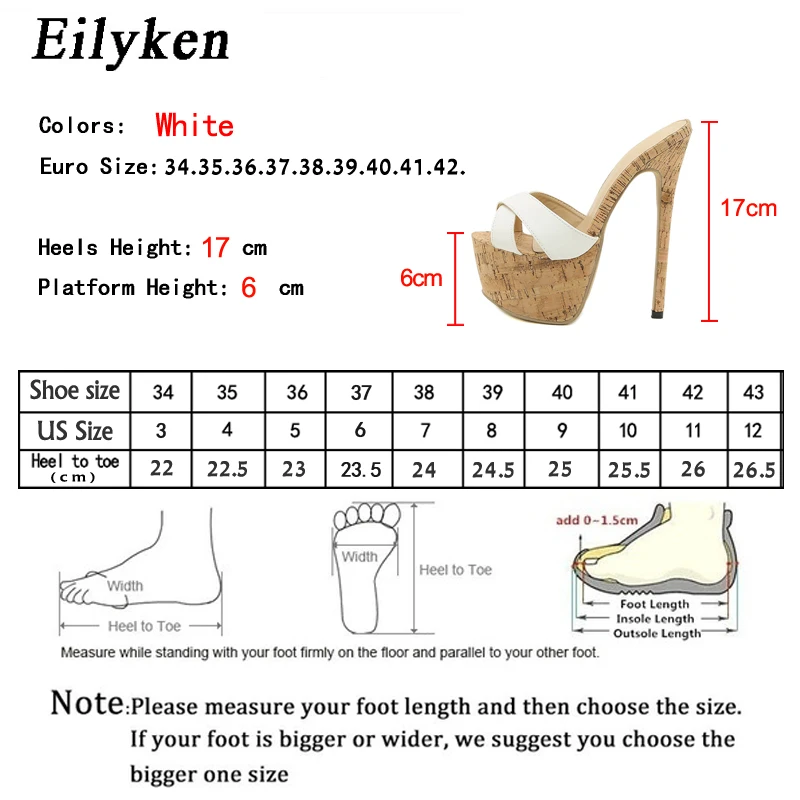 Eilyken 2024 New Sexy Super High Heels Women Slippers Sandals Fashion Platform Open Toe Party Catwalk Mules Slide Shoes