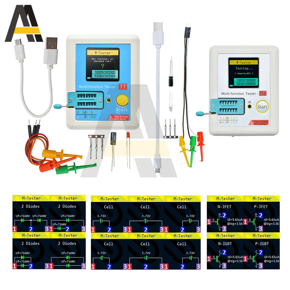 

TC-T7 TC-T7-H LCR-TC3 TFT Transistor Tester Multimeter For Diode Triode MOS/PNP/NPN Capacitor Resistor Transistor