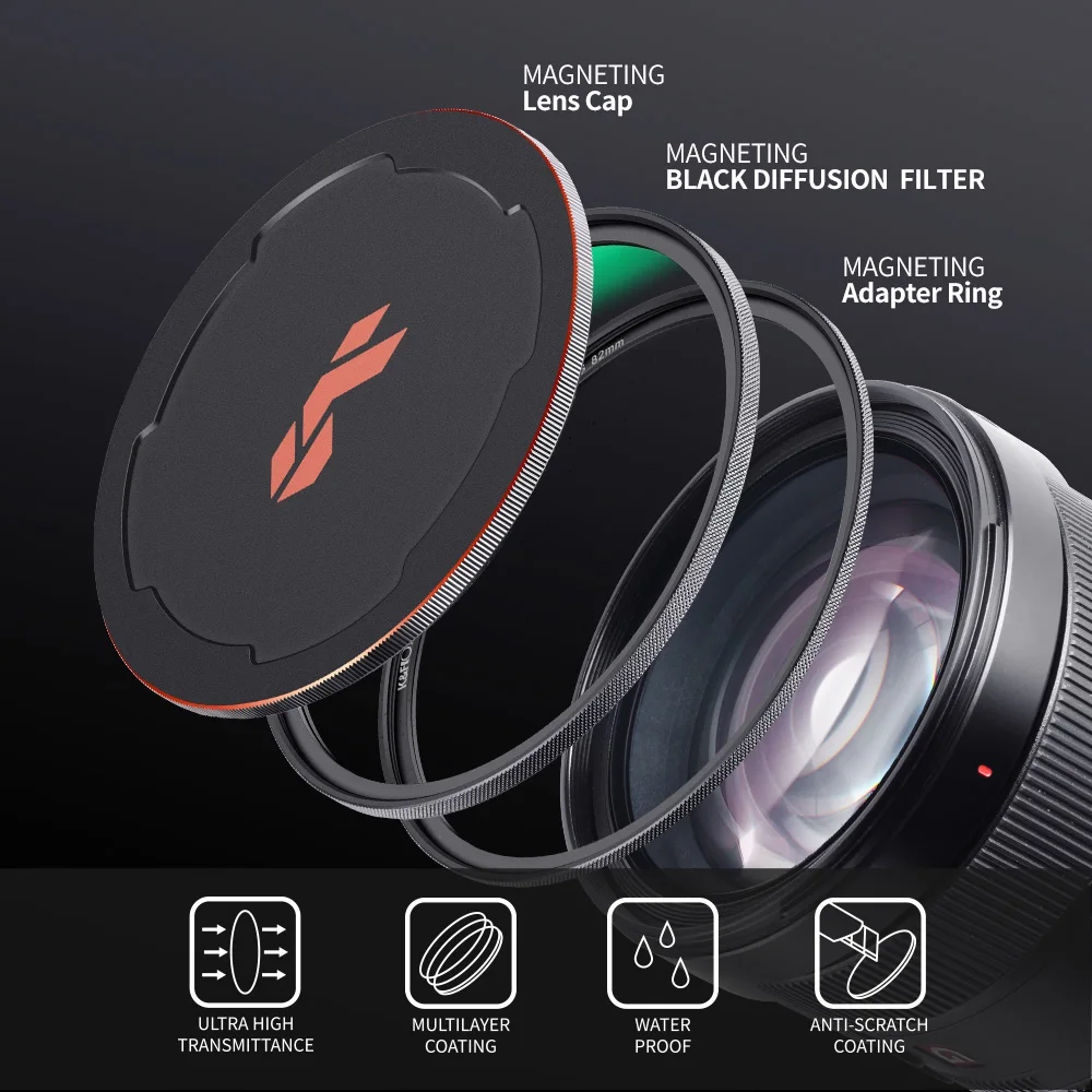 K&F Concept Magnetic Black Mist Diffusion 1/4 1/8 Lens Filter Special Effects Shoot Video like movies 58mm 62mm 67mm 77mm 82mm