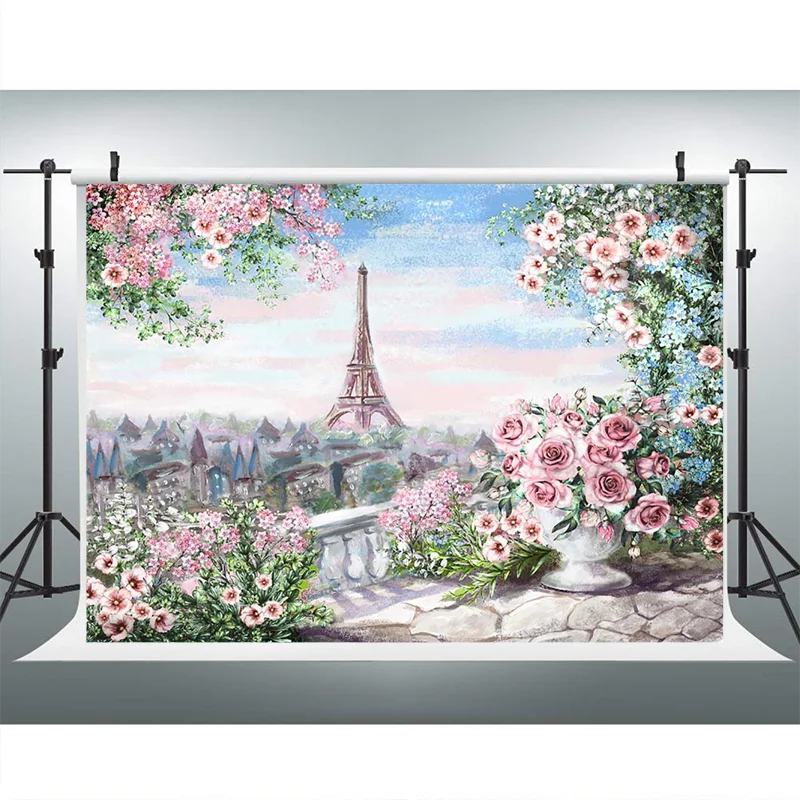 Pink Flowers Newborn Baby Kids Photography Background for Tower Children 1st Birthday Photography Backdrops For Photo Studio