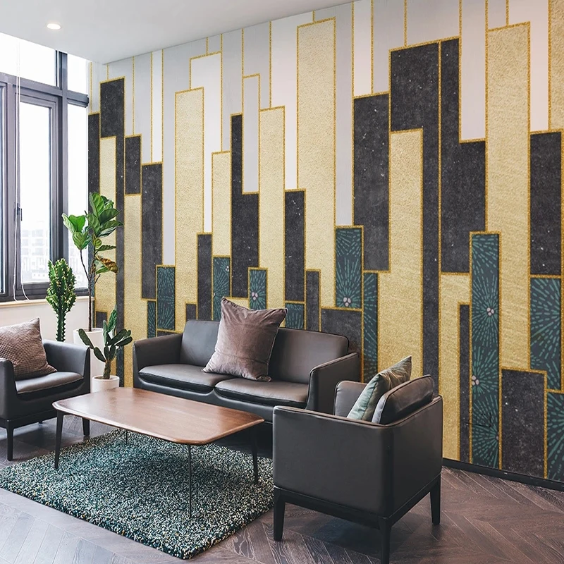 3D Moderne Licht Luxe Geometrische Verticale Strips Foto Muurschilderingen Behang Woonkamer Sofa Achtergrond Doek Papel De Parede