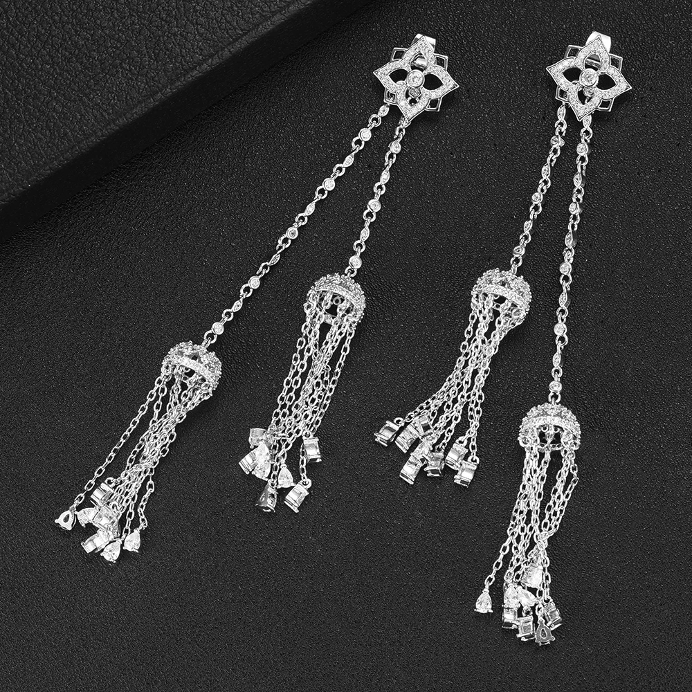 Missvikki Trendy Fashion Dangle Earrings Women Bridal Wedding Long Earrings Luxury Delicate Detachable Pendant Jewelry New Hot