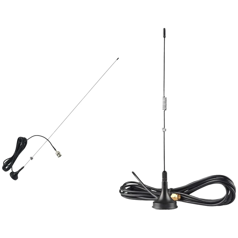 2 Pcs Magnet Antenna: 1 Pcs BNC-M UHF+VHF Vehicle-Mounted Antenna & 1 Pcs UT-106UV SMA-Male Dual Band Magnet Antenna