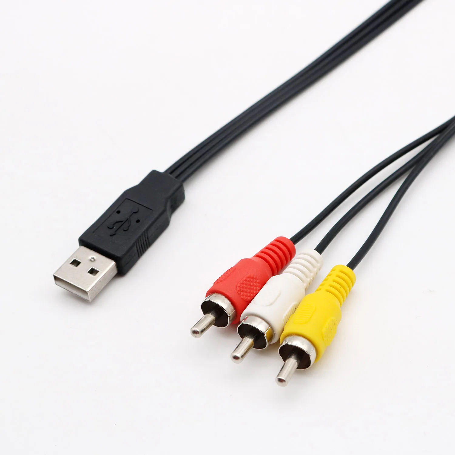 Adaptador usb tipo a macho, 25cm, conector macho 3 rca, conversor de áudio, vídeo av, cabo de fio composto usb para rca, cabo para hdtv tv