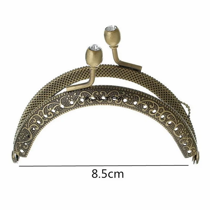 100Pcs 8.5cm Embossed Purse Diamond Frame Purse Kiss Clasp Mouth Gold Package For DIY Handmade Sewing Bag Accessorie