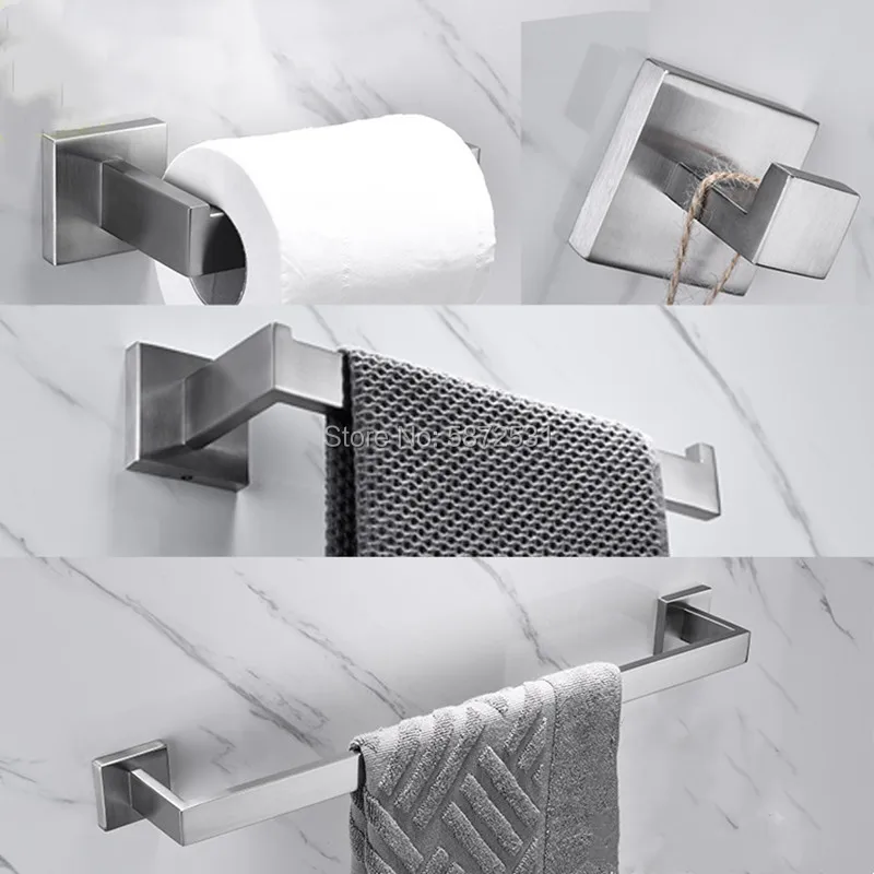 

Hot Sale 304 Stainless Steel Towel Rack Set Bathroom Shelf Paper Towel Rack Bathroom Hardware Pendant