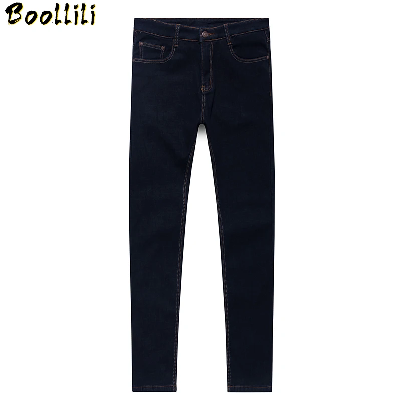 

Classic Big Winter Size Fleece Jeans For Man Baggy Warm Black Business Denim Trousers Men's Stretch Office Overalls Pants