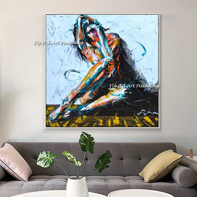 

Color Nielly Francoise Portrait Oil Painting Abstract Sit Woman Canvas Painting Wall Art Posters For Home Decor Figure Pictures