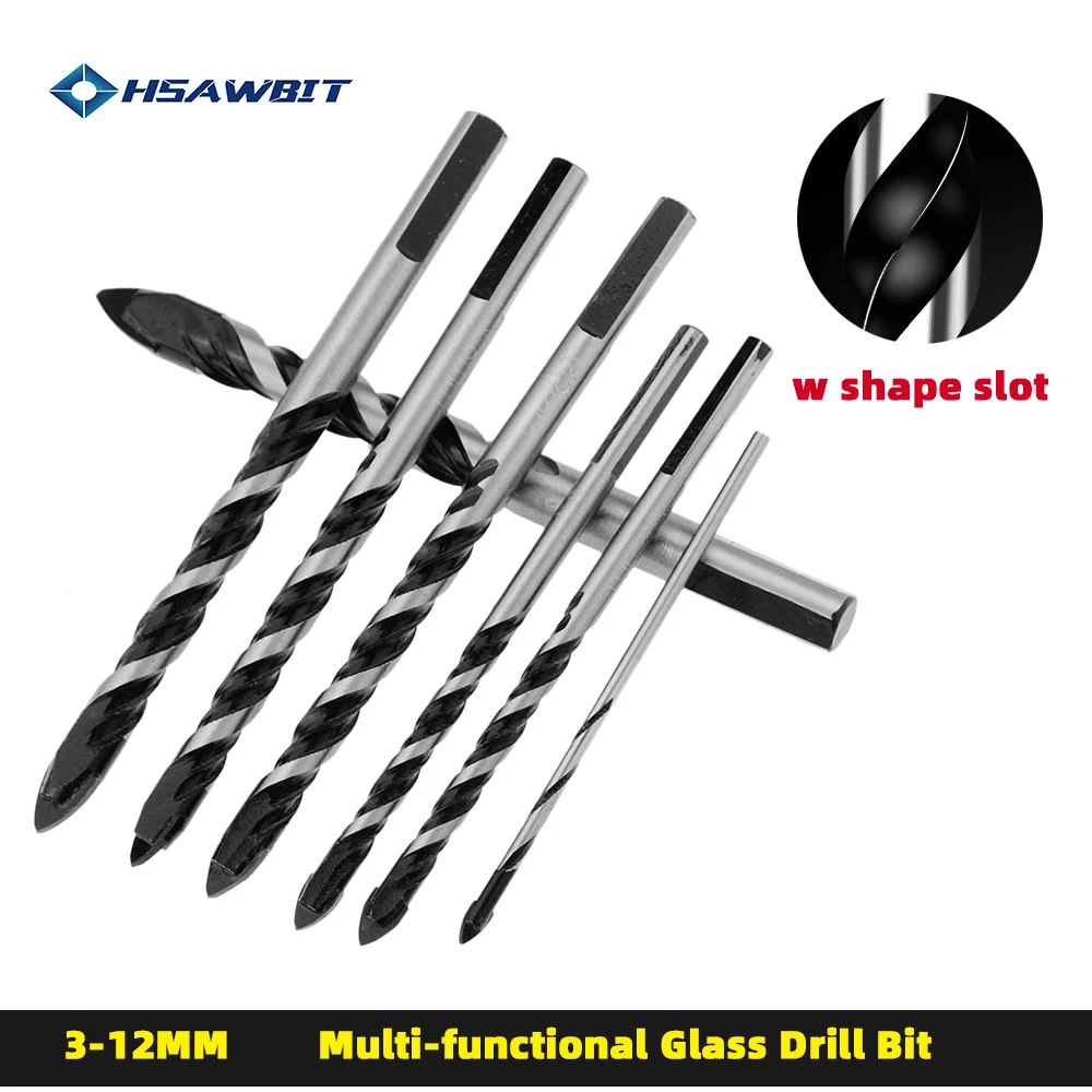 

3-12mm Multifunctional Glass Drill Bit Triangle Diamond Drill Set Ceramic Tile Concrete Brick Wood Punching Hole Saw Metal Drill