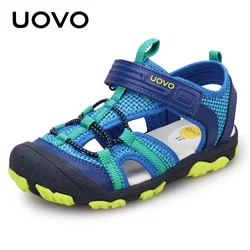 Uovo-Sandalias planas de Punta cerrada para niños, zapatos de playa, exteriores, talla 25-34, Verano