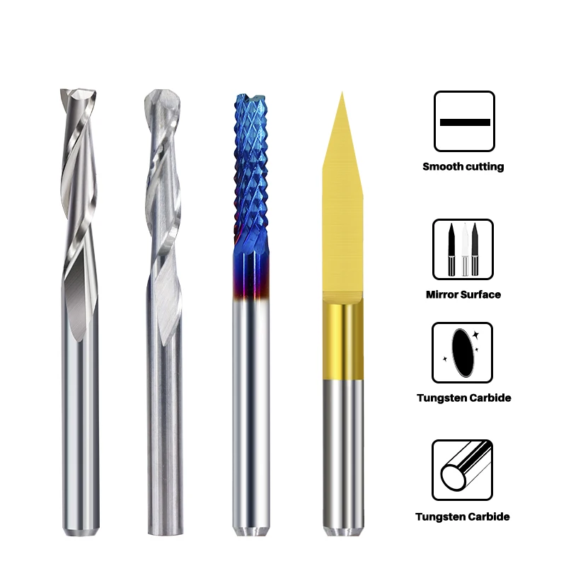 XCAN 1/8\'\' Shank Milling Cutter CNC Engraving Bit Kit CNC Router Bit Carbide End Mill Woodworking Milling Tools