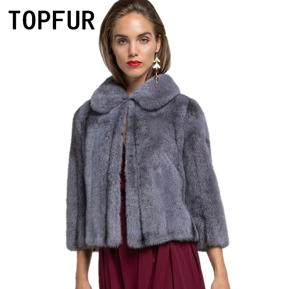 TOPFUR Spring Real Fur Coat Short Natural Mink Fur Coat Women Winter Coat Luxurious Dress Shawl Coat Genuine Leather Jacket 2020