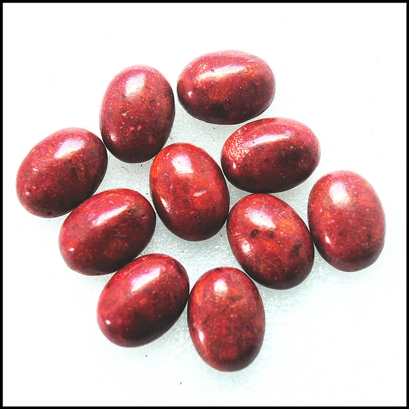 4PCS Natural Sponge Coral Cabochons Oval Shape13X18MM 15x20MM Red Colors Loose Coral Beads For Pendants Making Accessories