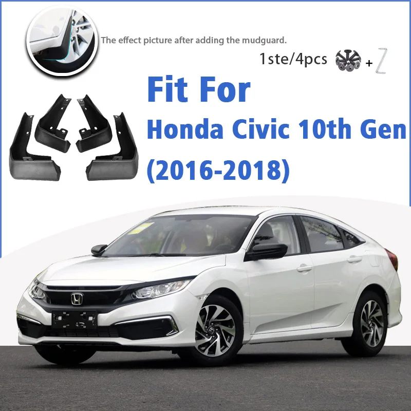 

Mudguard For Honda Civic 10th Gen FC FC1 FC2 FC5 2016-2018 Front Rear 4pcs Mudflaps Mudguards Splash Guard Fender Mud Flap