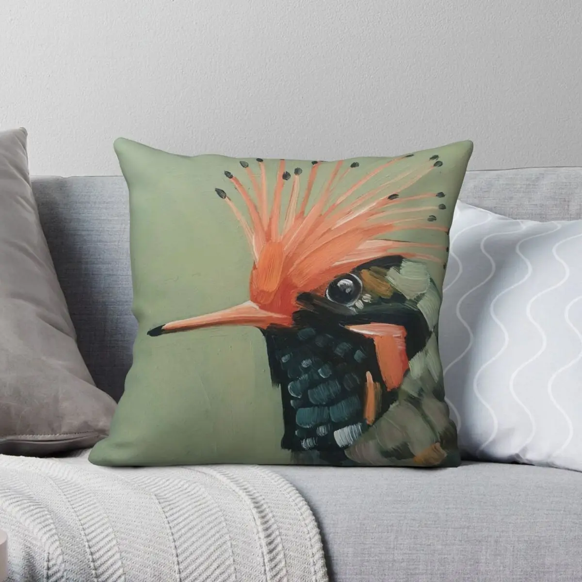 Rufous-crested Coquette Pillowcase Polyester Linen Velvet Creative Decor Throw Pillow Case Sofa Seater Cushion Cover Wholesale