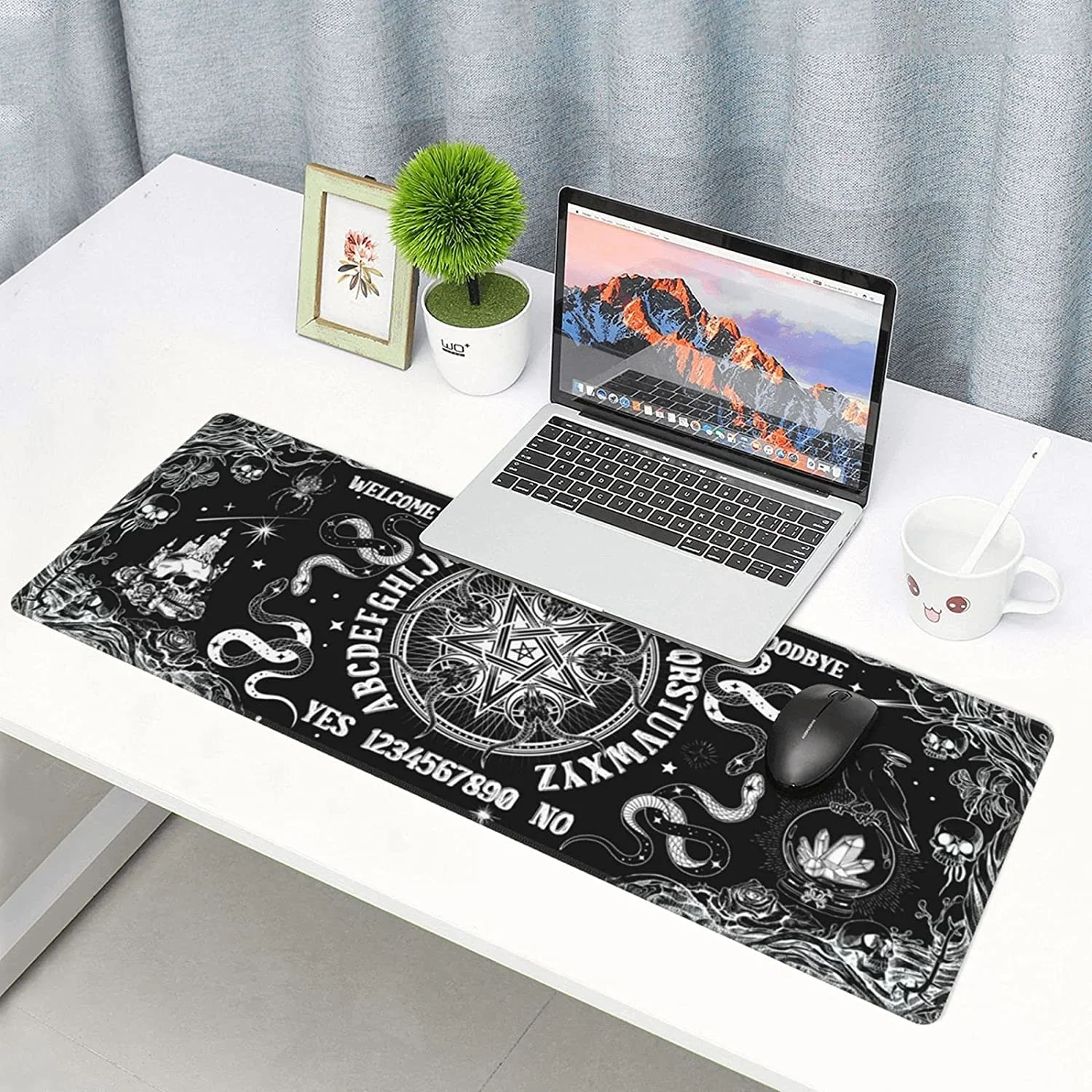 Grand tapis de souris pour Gamer, HD, personnalisé, pour bureau, clavier, Ouija, gothique, doux, antidérapant, pour ordinateur portable