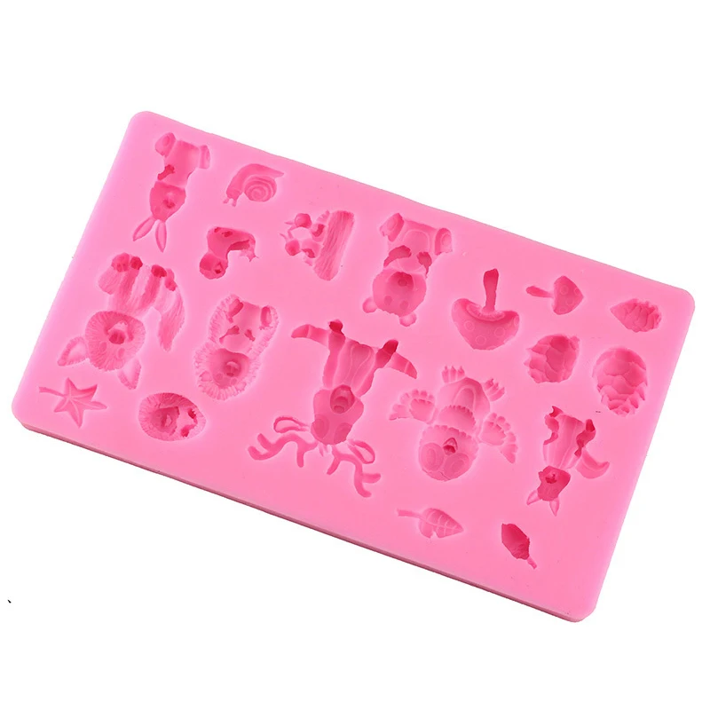 3D Animals Chocolate Fondant Molds Baby Birthday Cake Decorating Tools Cake Silicone Baking Mold Candy Clay Moulds