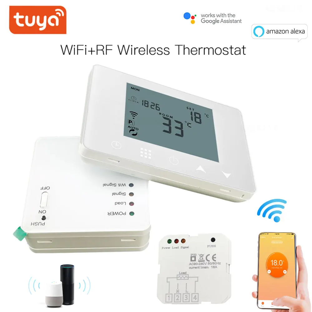 Wireless WIFI RF Thermostat 6 Sub-Chamber Hub Controller Central for Heat Mat/Underfloor Heating/Thermostatic Valves/Gas Boiler