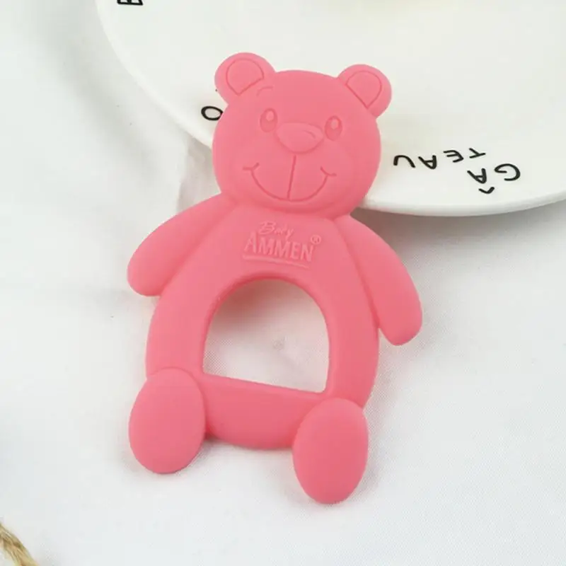 Baby Teething Stick Bear Shape Baby Biting Stick Edible Silicone Blue And Pink Teether Safety