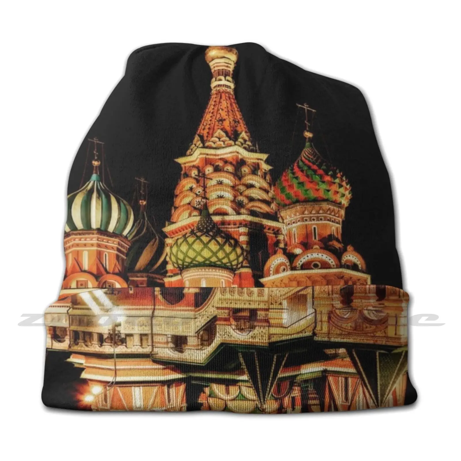 Night At Saint Basil’S Cathedral Diy Pullover Cap Knit Hat Plus Size Keep Warm Elastic Soft Saint Basils Cathedral Cathedral