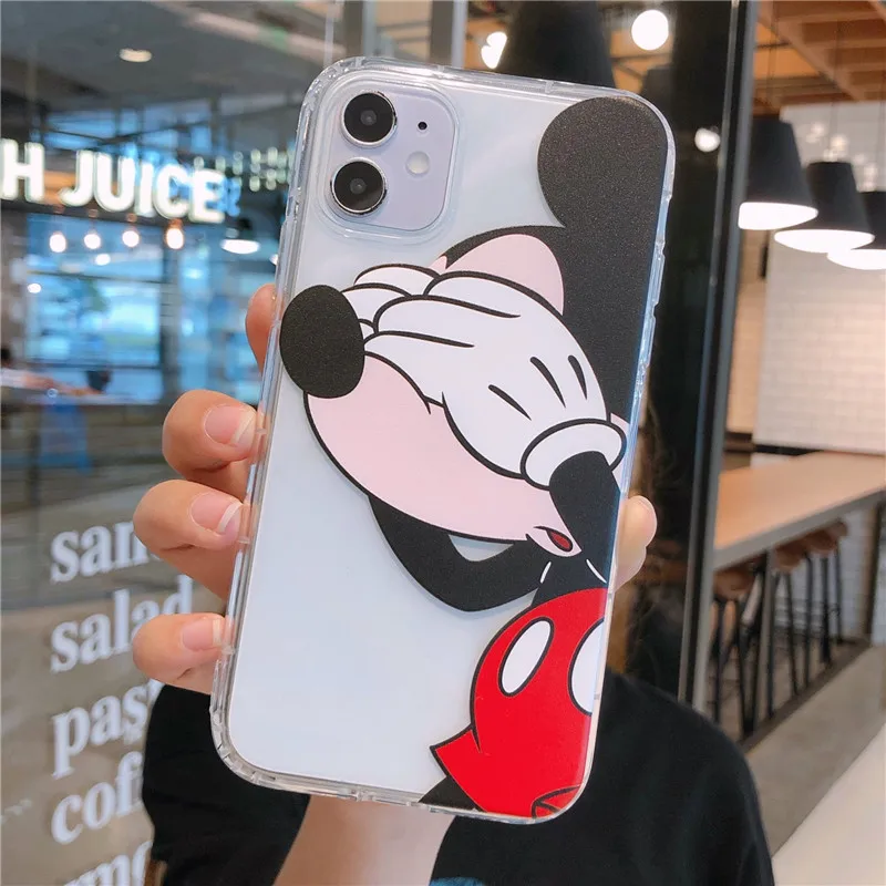 Capa de silicone para iphone, capinha da moda com desenhos, mickey, minne, para iphone 12, 11 pro, max, x, xr, xs, max, 7, 8, 6s, plus, se, à prova de choque, macia