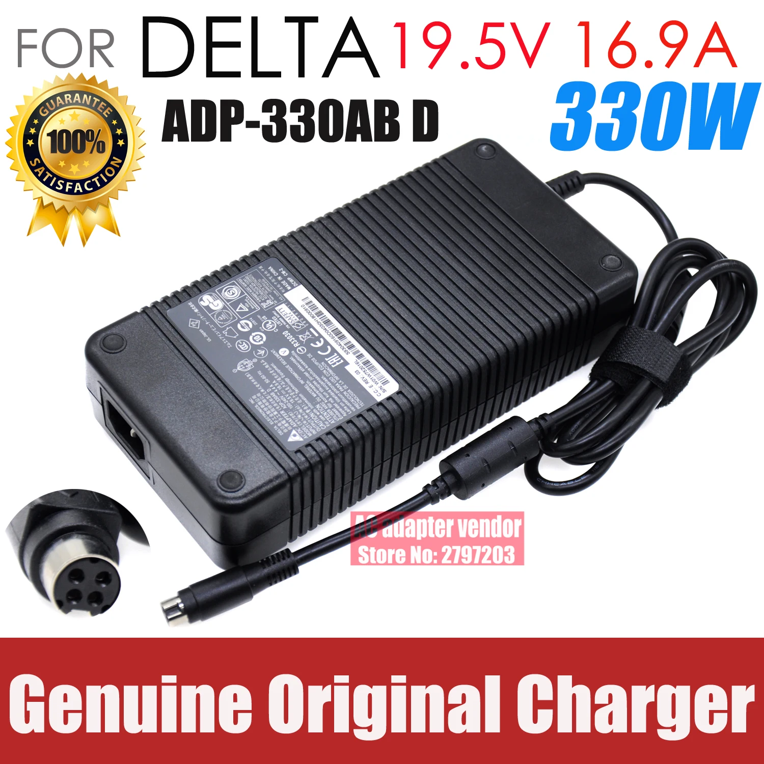 

Genuine 19.5V 16.9A 330W DELTA AC Adapter For MSI GT80 GT80S GT73VR GT62VR SERIES GAMING Laptop Adapter Clevo P775DM3 A17-330P2A