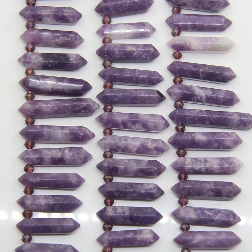 Natural Purple Charoite Stone Graduated Point Loose Pendant,Top Drilled  Double Point Beads Earring Pendants Healing Jewelry