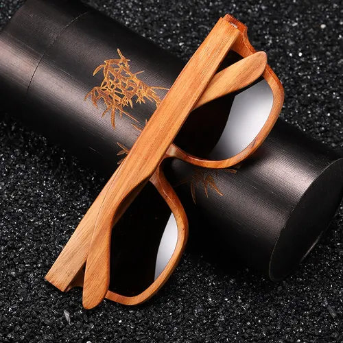Imagen 2 del producto GM Gafas de sol de madera natural Gafas de sol polarizadas de madera UV400 Gafas de sol Gafas de sol de madera de bambú Marca con caja de papel S8171