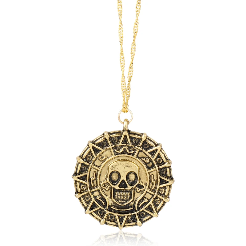 Hot Movies Skeleton Necklace Jack Coin Alloy Pendant Necklace Jewelry Party Accessories Fans Gifts